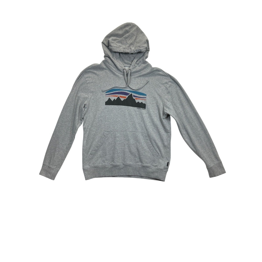 Patagonia Sweatshirt Hoodie Unisex Grey Front‎ Center Logo Kangaroo Pocket